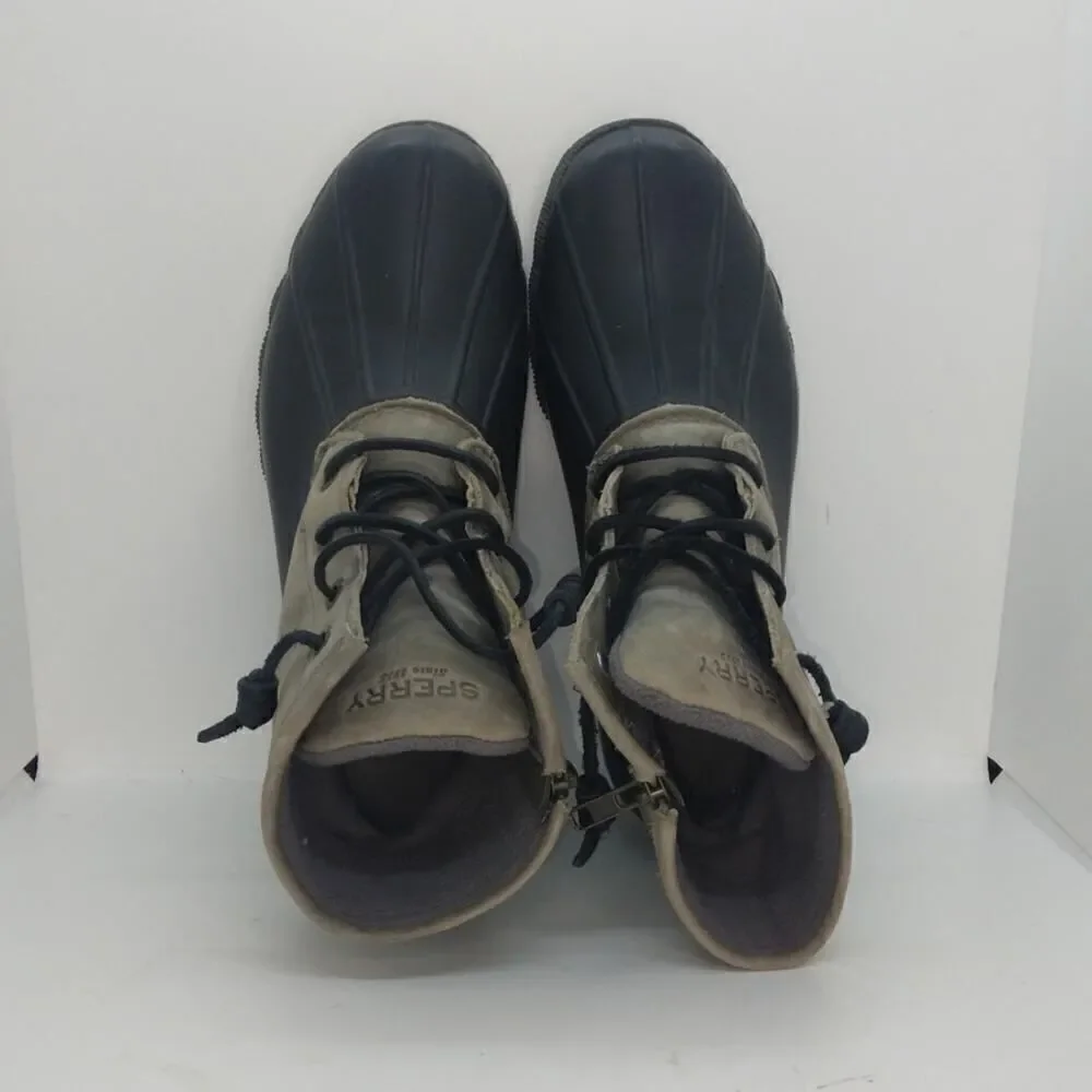 Sperry Womens Pre-owned Saltwater Cove Black/Gray Zippered Boots - sz. 7 1/2M